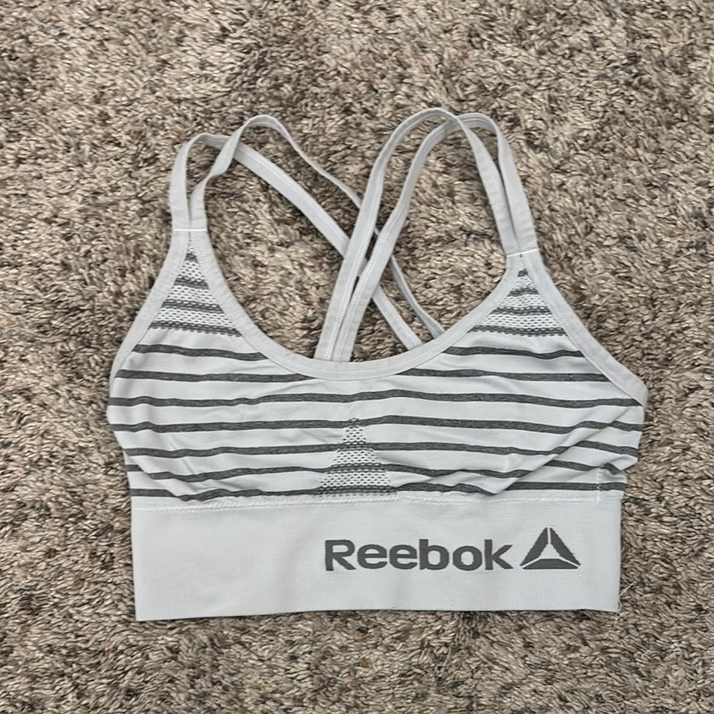 Reebok Women's Gray Striped Sports Bra